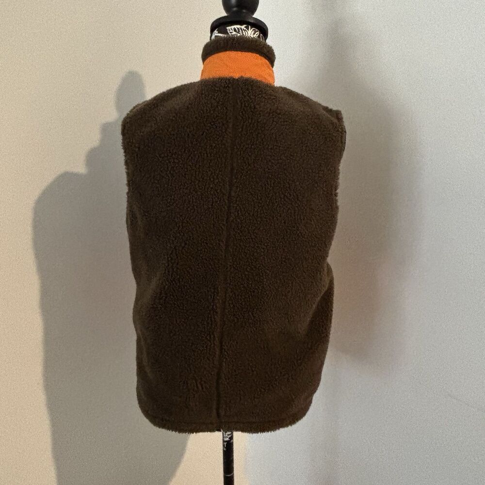 PATAGONIA Brown Orange Retro X Deep Pile Fleece Zip Vest Kids XL /Women’s Small - Picture 3 of 6